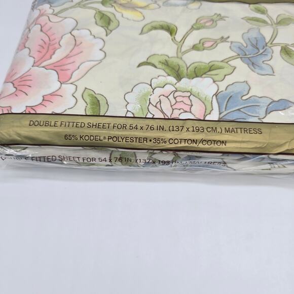 VTG New Springmaid Wondercale Double Flat & Fitted Sheet Set Salon Floral - Picture 2 of 9